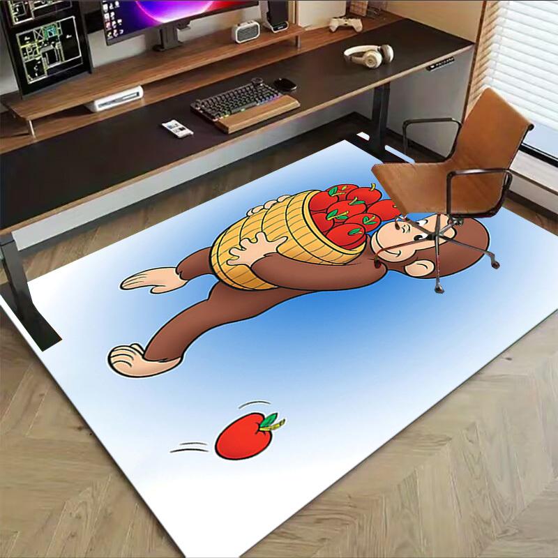 1PC Curious George apples Extra Large Non-Slip Floor carpet, Office, family, bedroom, Studio - Large Area Rug Indoor Rugs, Vibrant Colors-W251