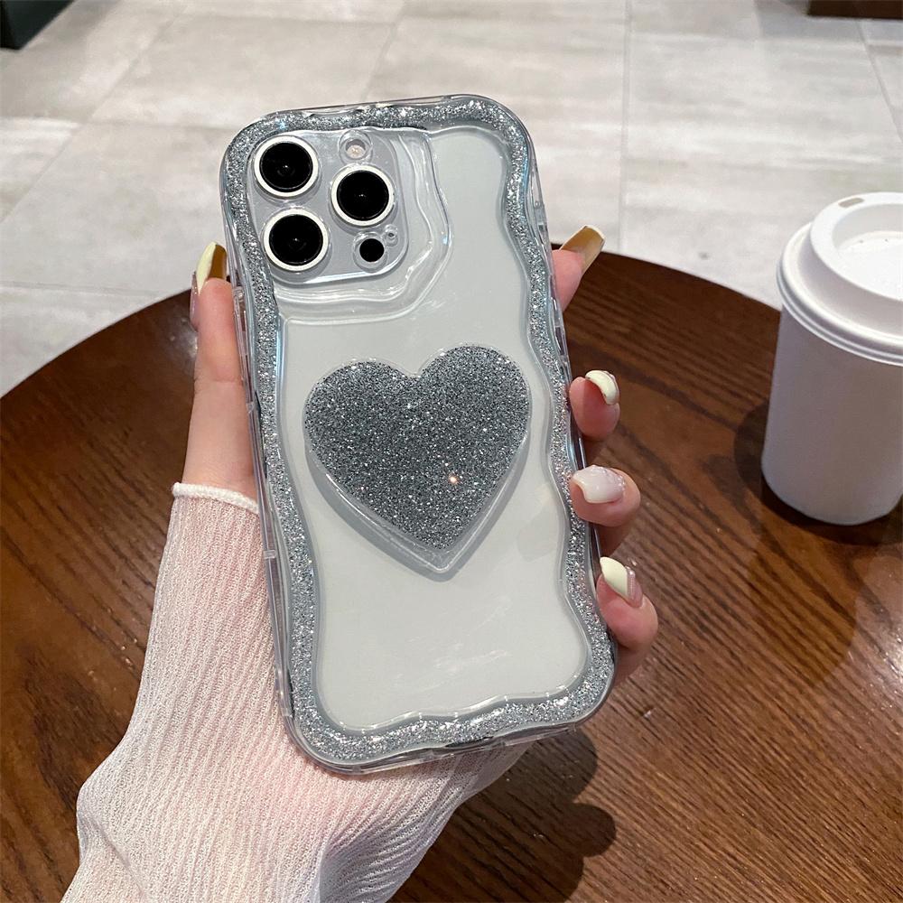Чехол для телефона с блестящим бриллиантовым сердцем для iPhone 16 15 14 13 12 11 Pro Max Plus, симпатичный 3D-чехол с сердечком, противоударный