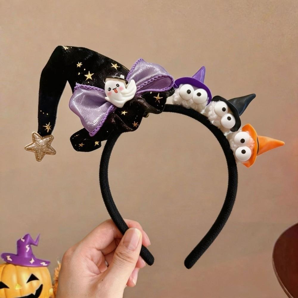 Spider Witch Hat Headband Pumpkin Cone Hat Hair Hoop Funny Halloween Party Hair Band Men