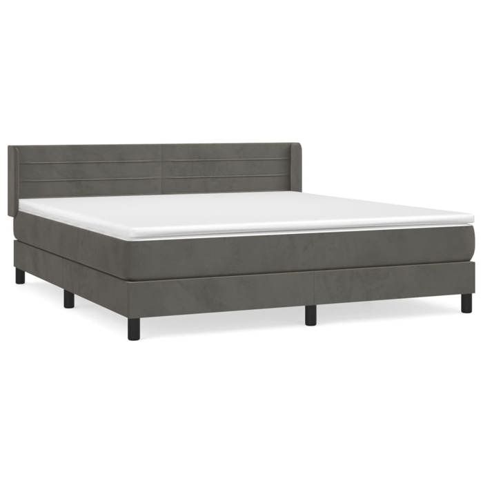 Maison Exclusive - Sommier à lattes de lit et matelas Gris foncé 180x200cm Velours