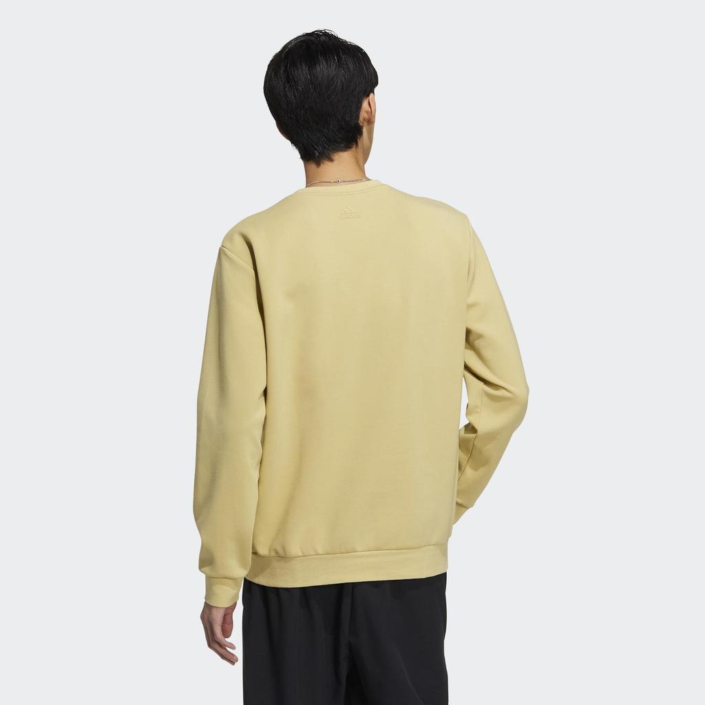 Adidas Толстовка с круглым вырезом с большим логотипом, мужские топы, желтый HY5840