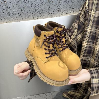 Женские ботинки Мартина осенние новые на толстой подошве с большим носком короткие ботинки уличные повседневные универсальные большие желтые ботинки женские