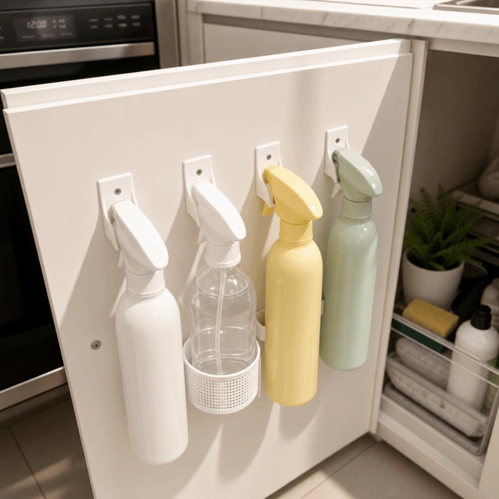 4Pcs Multifunctional Spray Bottle Racks Easily Install Kitchen Cabinet Organizer Kitchen