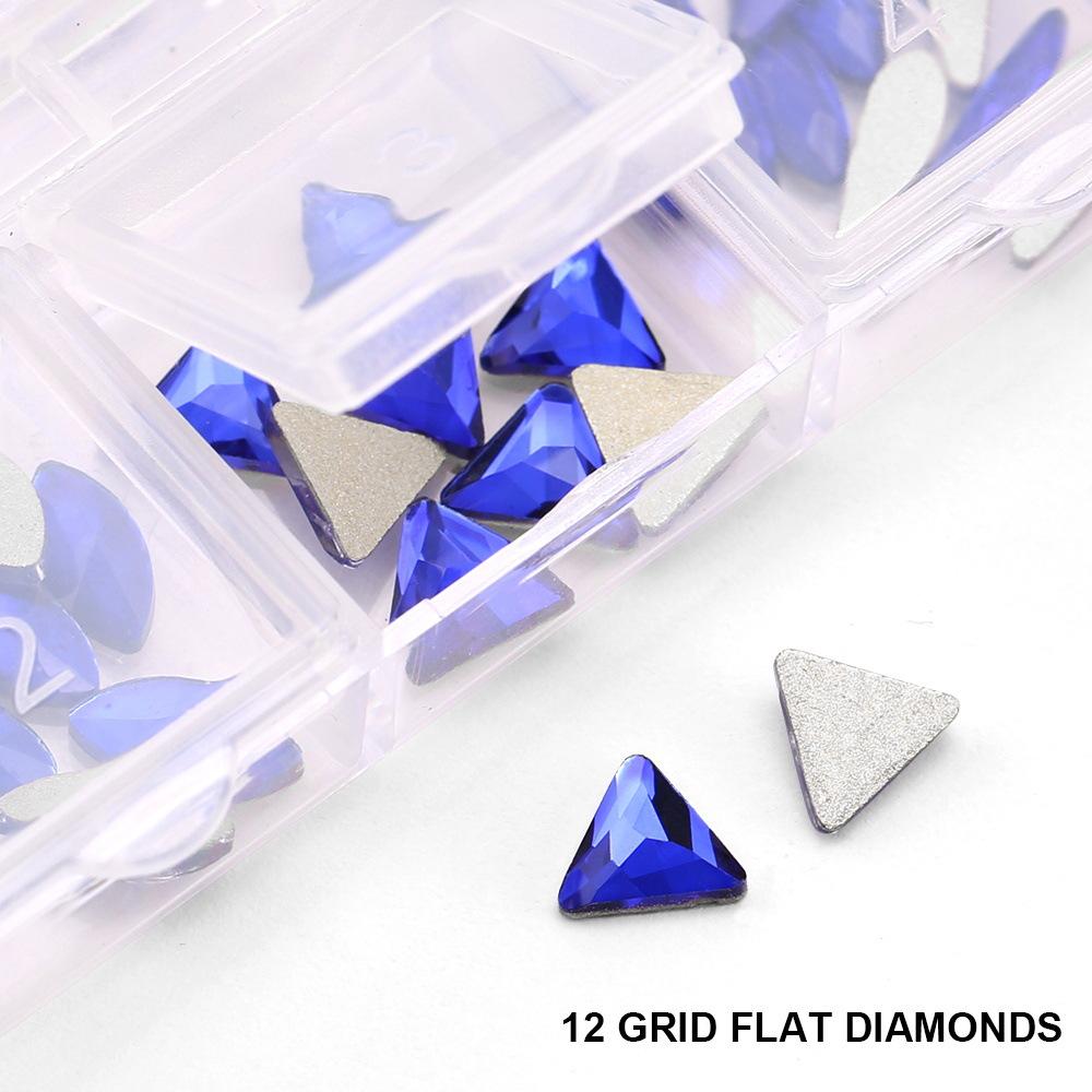 Amazon 12 Grid, маникюрные стразы особой формы с плоским дном, маникюрные украшения с бриллиантами Diy для ногтей