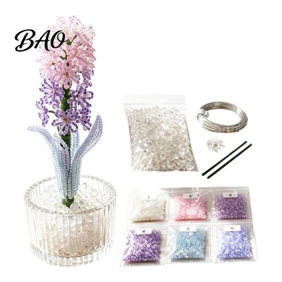 DIY Beaded Hyacinth Kit Kit, 3D Beading Flower Art Crafts Set, Floral Themed Handmade for Kids Adults Beginners Making