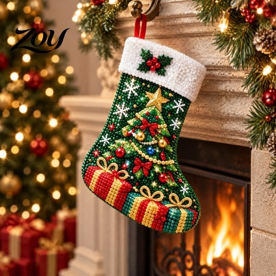 Hanging Ornaments for Fireplace Faux Diamond Painting Christmas Stocking Kit, DIY Acrylic Ornament Craft Holiday Crafts Adults Kids Adults,