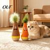 Interactive Kitten Toys for Chase Wooden Wobble Cat Toy, Self-Righting Tumbler with Feather Indoor Cats, Plush Funny Cartoon Play Toy Punching