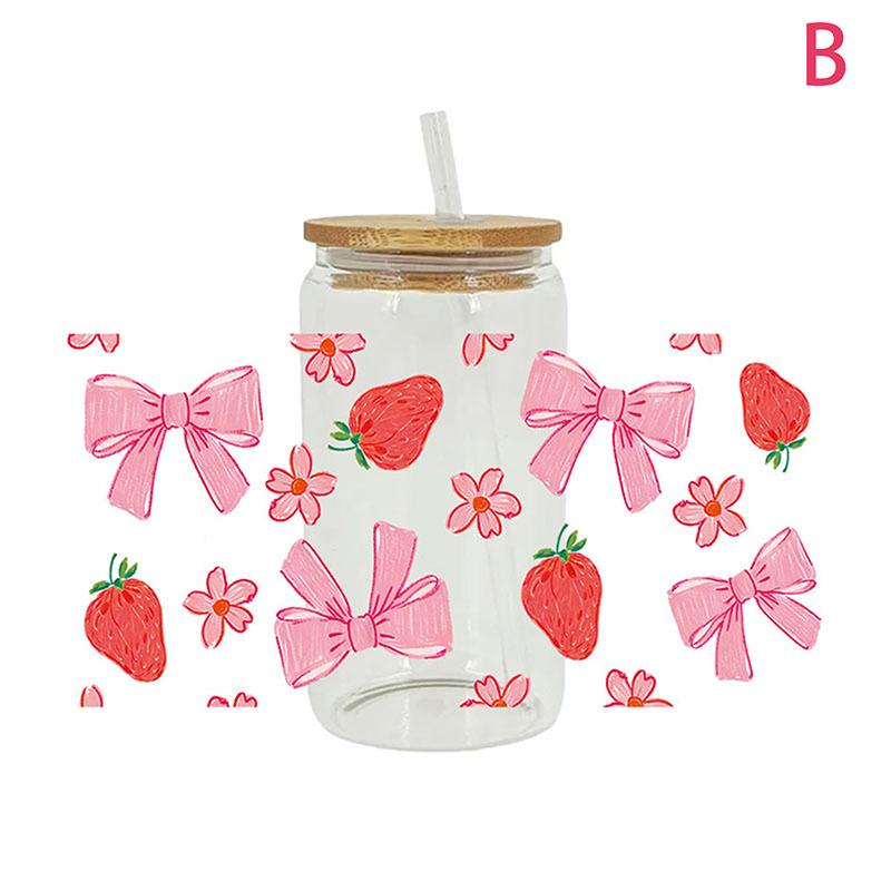 Flowy Bows Uv Dtf Cup Wrap For 16Oz Beer Glass Can Pretty Love Ribbons Cute Girly Cup Wrap Design Uv Dtf Sticker