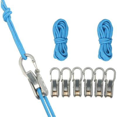 Набор из 6 роликов для веревки Paracord, Натяжитель-регулятор для веревки, Прочная пряжка-фиксатор из нержавеющей стали без узлов, Крепление для натяжения груза