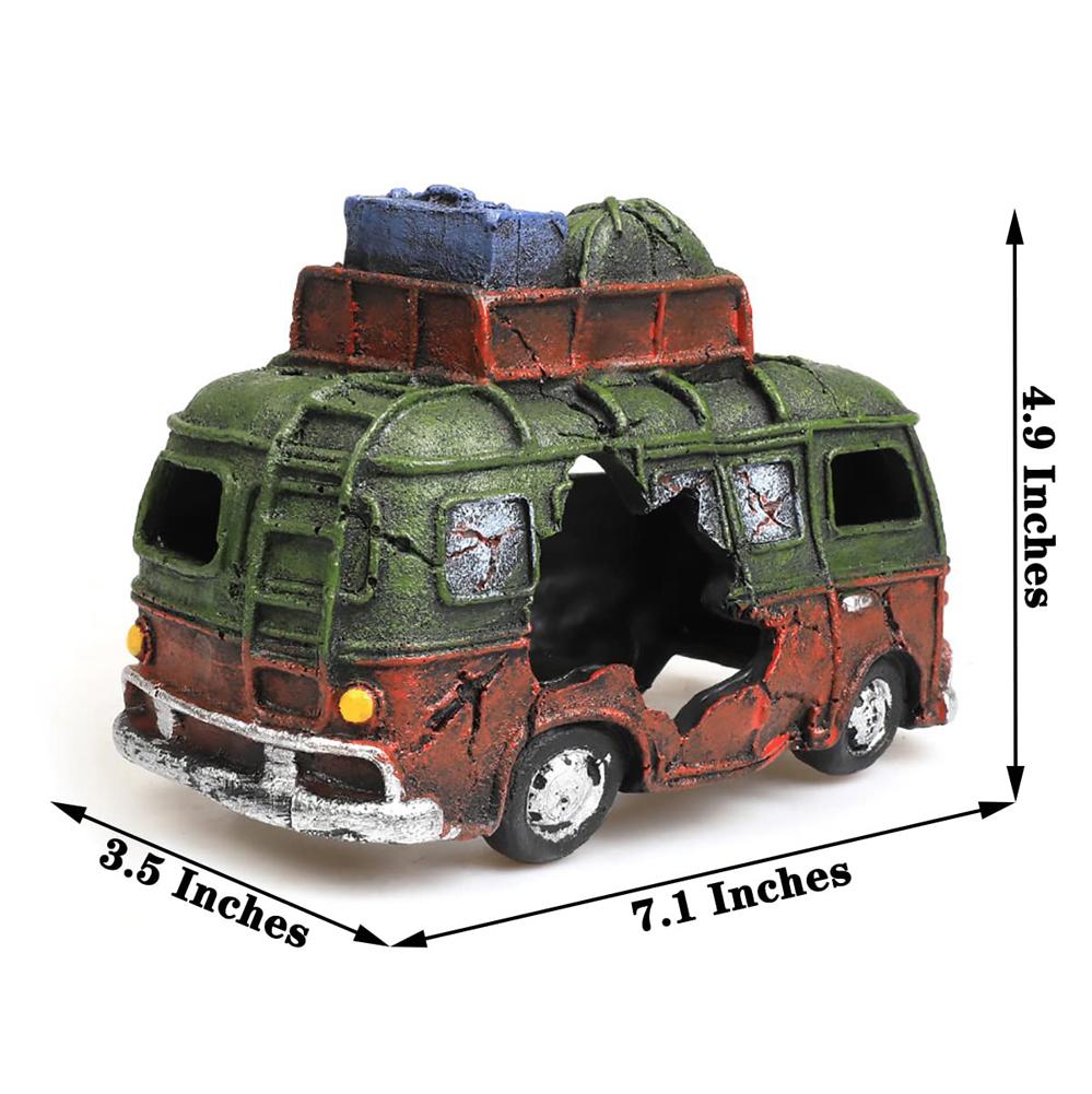 Artificial Resin Bus Ornaments Hideout Caves Underwater World Layout Prop Aquarium Fish Tank Decorations