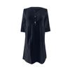 Женское модное повседневное платье с карманом на пуговицах из хлопка и льна с рукавами, однотонное платье