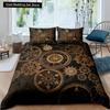 Золотой Индустриальный Механизм Король Полный Пододеяльник Комплект Постельного Белья в Стиле Стимпанк Механическое Устройство Покрывало Полиэстер Чехол для Одеяла