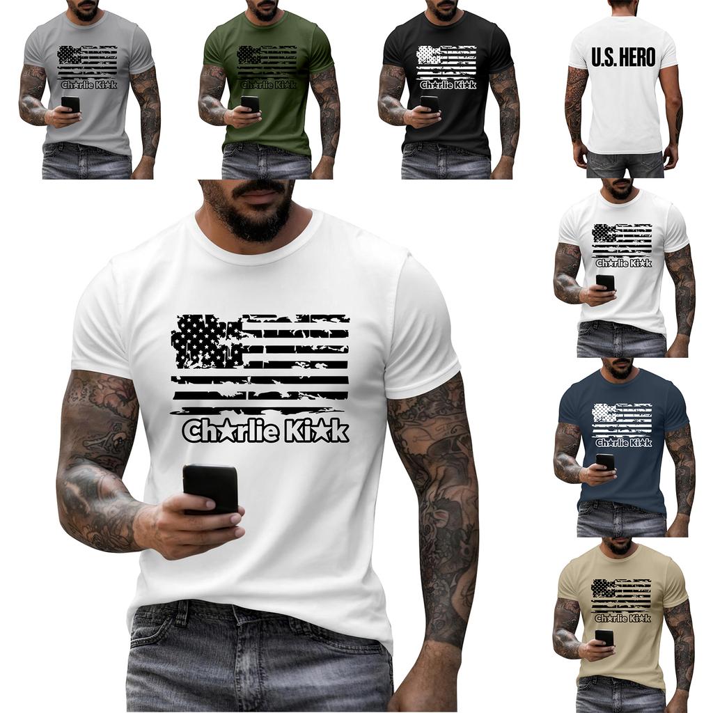 Men's Printed Short Sleeve T-Shirt Men's Loose Casual Short Sleeve Top