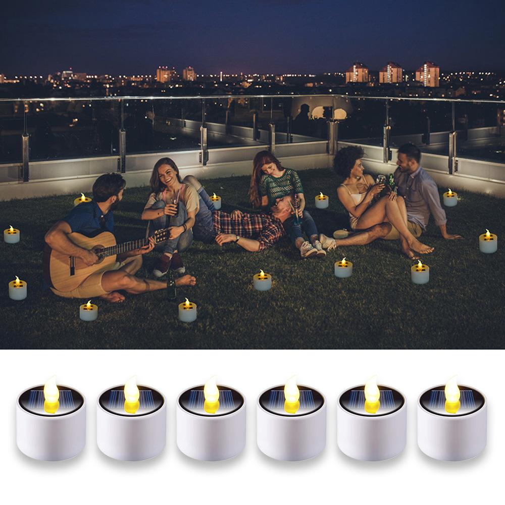 Solar LED Light Candle Led Candles Flameless Outdoor Waterproof Solar Tea Lights Rechargeable Candles for Party Garden Home