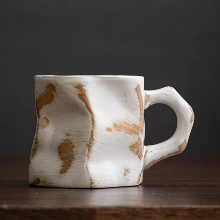 Japanese-Style Simple Coarse Pottery Coffee Cup Creative Kiln Change Mug Retro Ceramic Cup Home Cup Office Cup Breakfast Cup