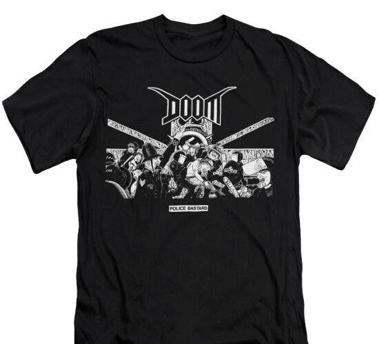 Футболка Doom Полиция ублюдок, Музыкальная группа Инди-рок Панк Готика Унисекс футболка