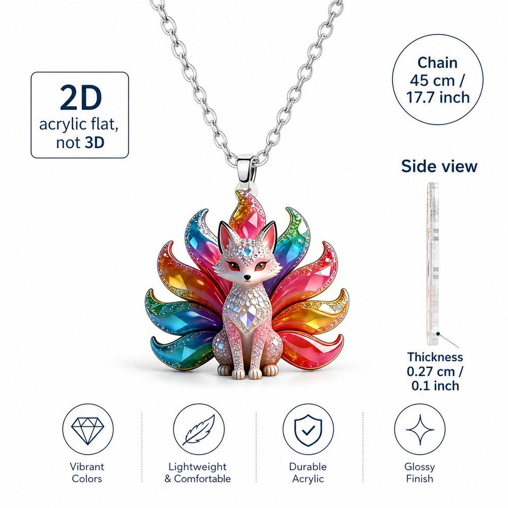 Colourful Shining Fox Pendant Necklace Chinese Style Women Jewelry Women Daily Wear
