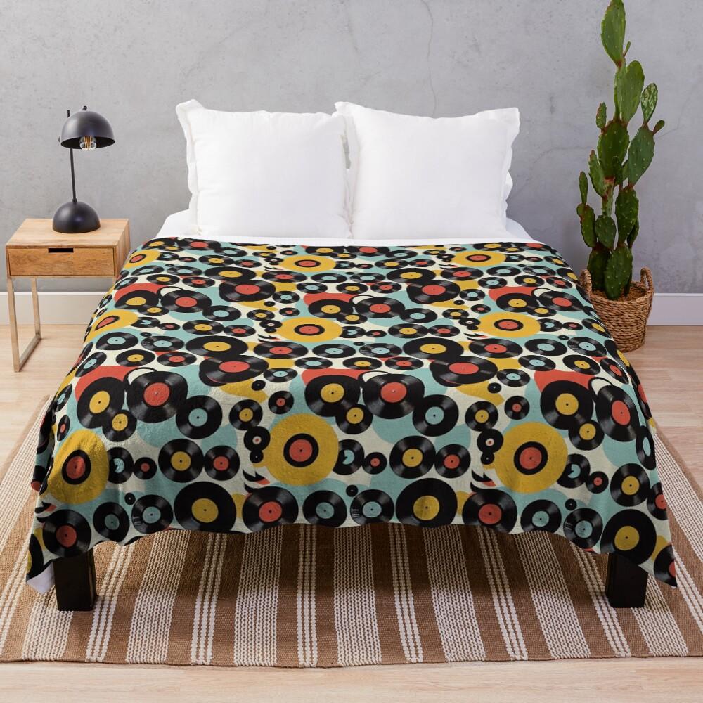 Retro Vinyl Records Throw Blanket