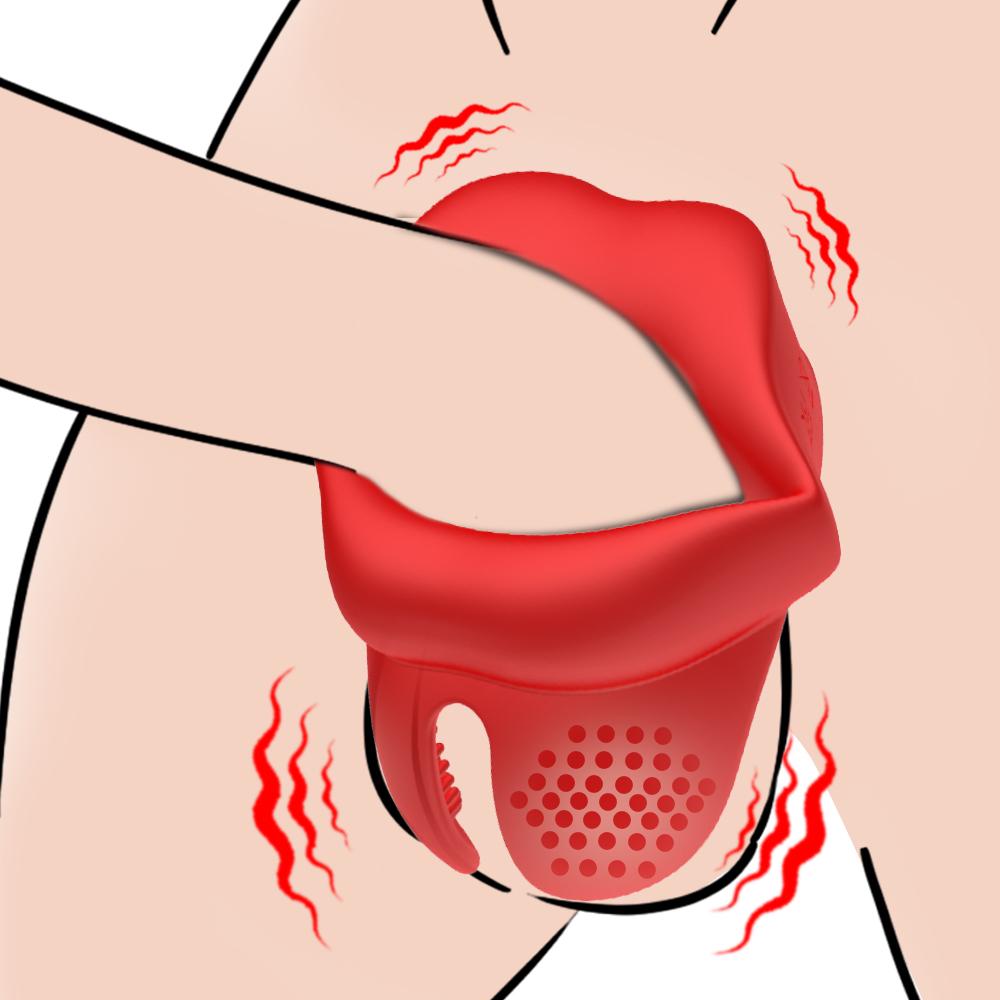 Вибрирующее кольцо для члена, силиконовые кольца для пениса в форме губ, вибратор с 10 вибрациями, массажер для улучшения мужской эрекции, кольцо для губ, секс-игрушки для взрослых