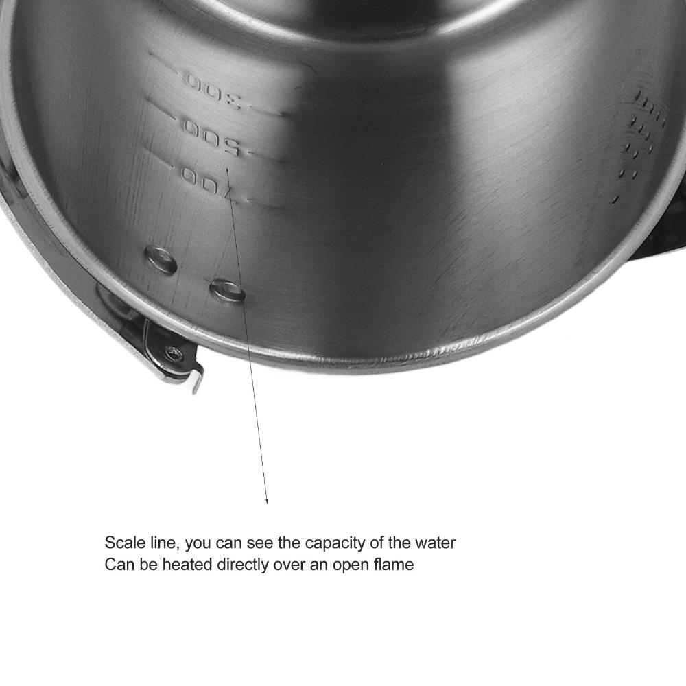 1.2L/40.58oz Camping Kettle Stainless Steel Outdoor Cookware Durable Camping Coffee Pot Camping