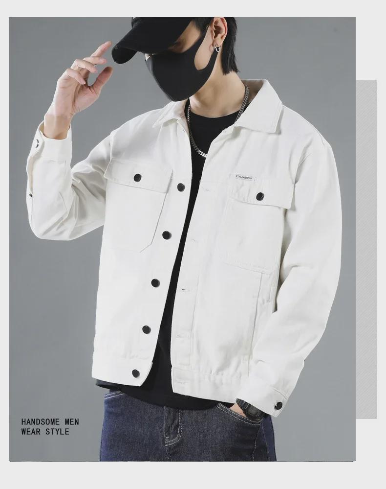 Мужская черная джинсовая куртка - повседневная рабочая одежда на весну и осень