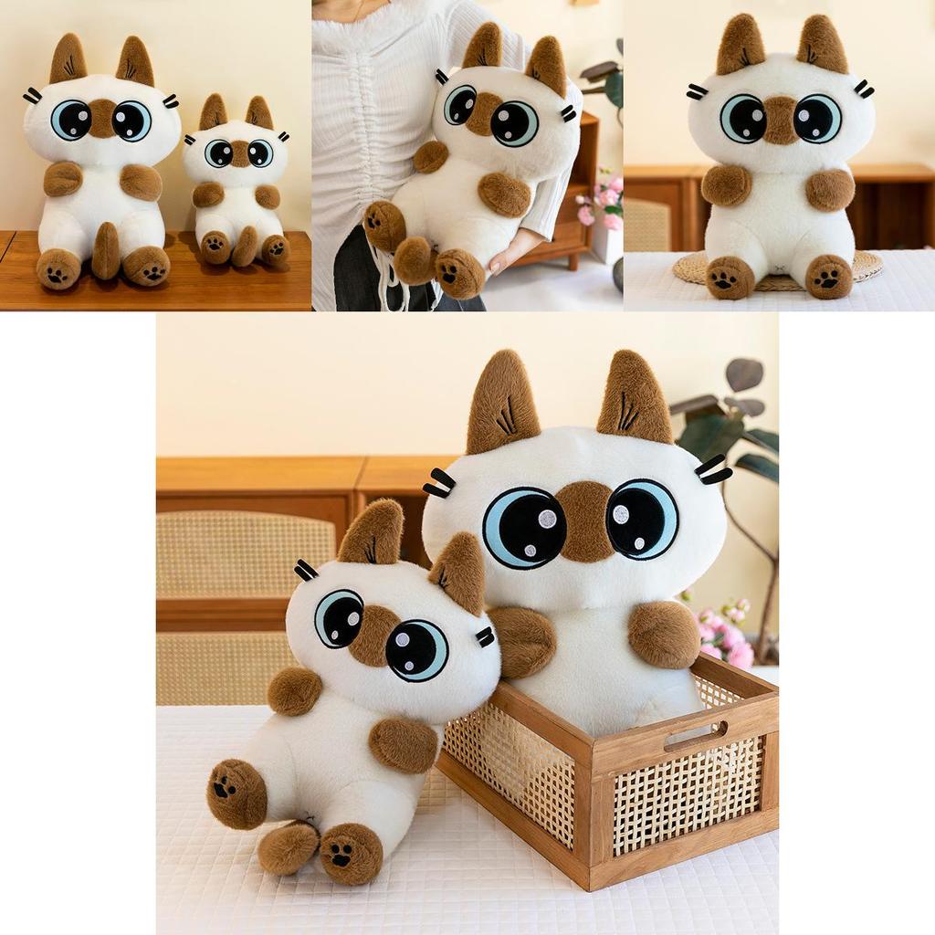 Adorable Plush Siamese Cat Doll Soft And Cuddly Stuffed Toy For Girls Birthday Gift