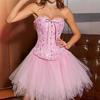 Women Corset Tops Off Shoulder Lace Bow Tie Design Regular Fit Shapewear Perfect Figure Lace-up