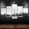 Toronto City Skyline Canada Black White Picture Scenery 5 Piece Five Panel Wall Canvas Print Modern Art Poster Home Decor Gift For Him Her