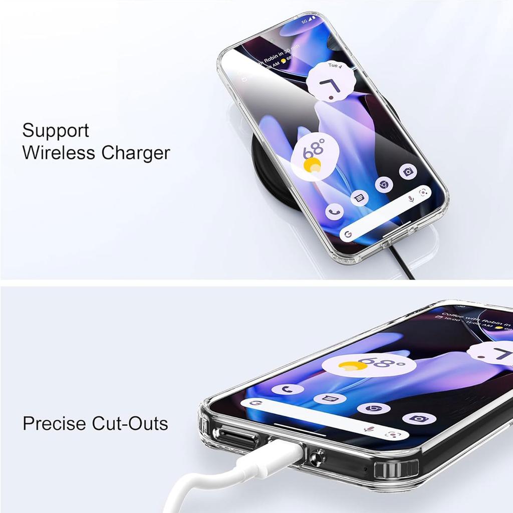 Для Google Pixel 9 Pro XL Магнитный чехол Вращающаяся подставка ТПУ ПК Прозрачная задняя крышка телефона