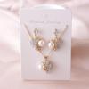 Heart-Shaped Pearl and Diamond Necklace & Earrings Set - European & American Style