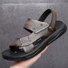 Модные летние нескользящие кожаные сандалии с открытым носком Новые сандалии и шлепанцы Мужские сандалии из натуральной кожи Взрослая обувь на толстой подошве для пляжа