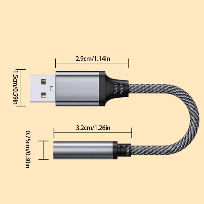 Аудиоадаптер USB на 3,5 мм Внешняя звуковая карта для наушников и микрофонов Для ПК Ноутбука Широко используется