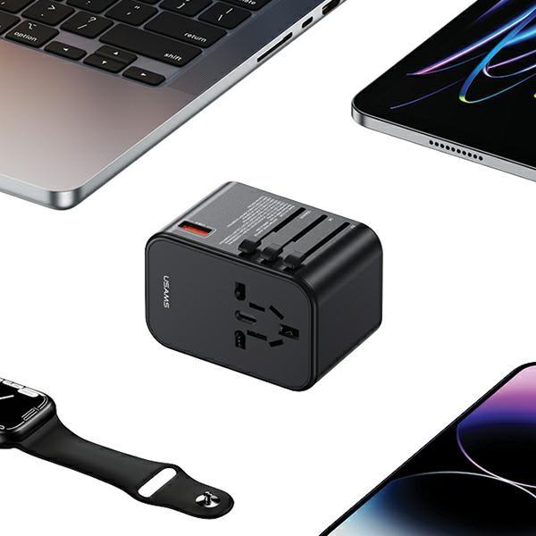 Ładowarka sieciowa 65W USAMS 4w1 USB-A/USB-C Czarna
