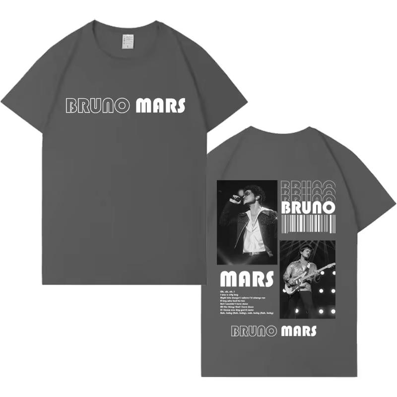 2026 Singer Bruno Mars Tshirt Men Women Pop Casual Short Sleeve TShirt Men Aesthetic High Quality Gothic Crewneck Top Fans Gift