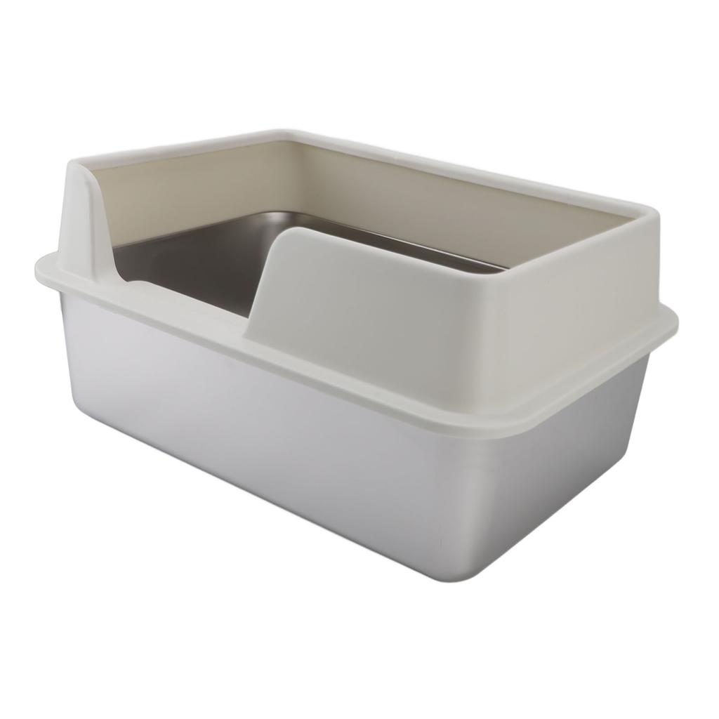 Лоток для кошачьего туалета из нержавеющей стали, брызгозащищенный, большой, открытый верх, высокий борт, с лопаткой