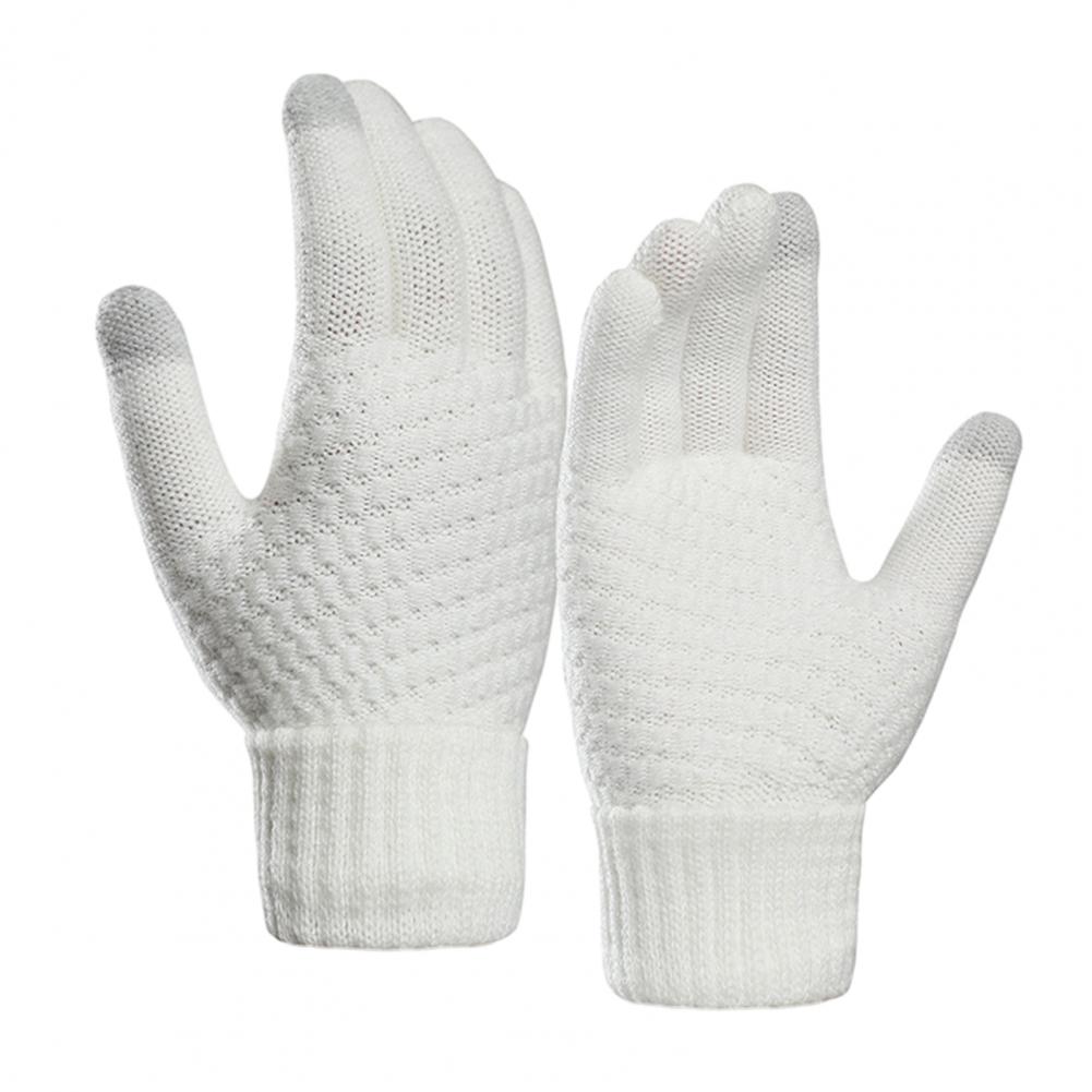 1 Pair Women Men Autumn Winter Knitting Gloves Solid Color Thickened Ribbed Cuffs Ridding Gloves Windproof Gloves