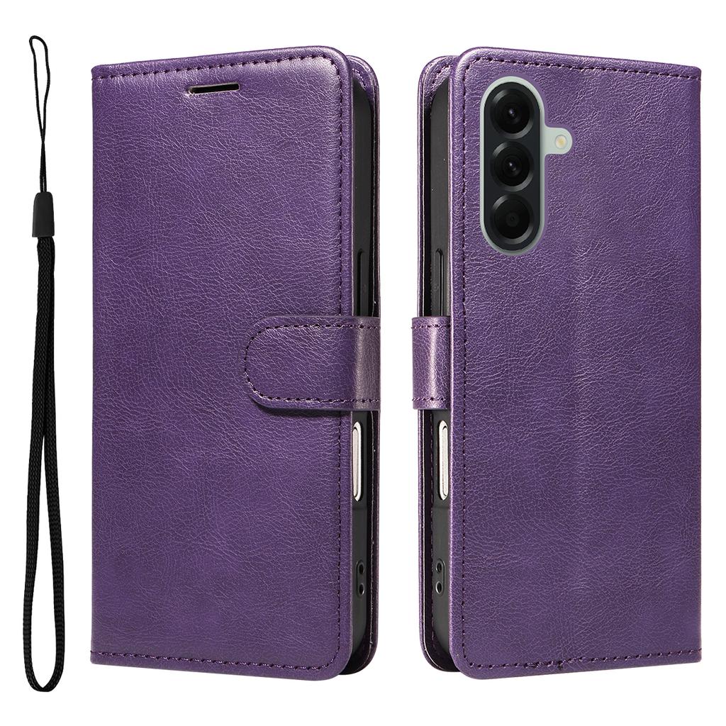 For Samsung Galaxy A57 5G Leather Wallet Case with Strap Solid Color Phone Stand Cover