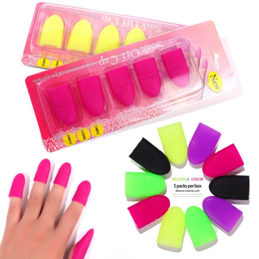5Pcs Silicone Material Nail Art Soak Off Cap Clip Soft Silicone Nail Covers Nail Art Accessories