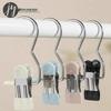 Улучшенный двухголовочный металлический зажим с 3 зубьями, устойчивый к ржавчине, с крючком для хранения носков, брюк, полотенец и перчаток