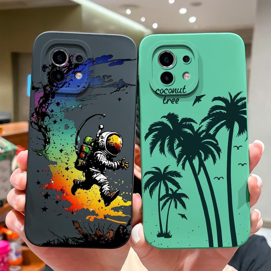 For Xiaomi Mi 11 Lite/Mi 11 Pro Phone Case Full Protection Cute Back Cover For Mi11 Lite Mi 11Pro Soft Liquid Silicone Bumpers