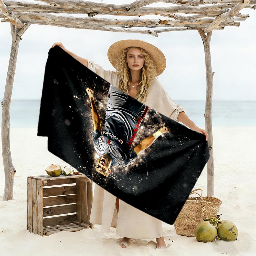 Football Star Action Beach Towel Quick-Dry Soft Microfiber Comfortable Lightweight Suitable for Swimming, Gym, Camping, Yoga Vacation