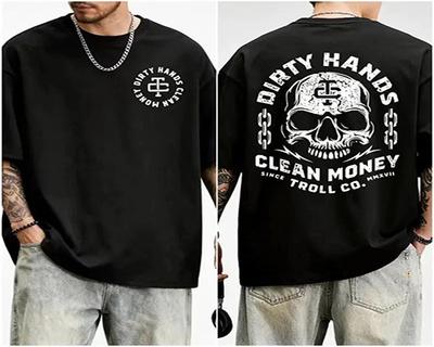 Dirty Hand Clean Money Golden Skull 2Sided TShirt Workwear Graphic Tee Unisex T-Shirt