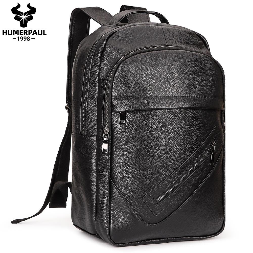 Humerpaul Высококачественный рюкзак из натуральной кожи, многофункциональная сумка для компьютера большой емкости, модная спортивная сумка