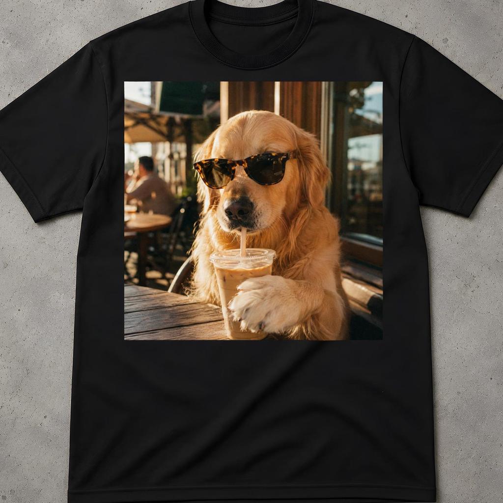 Funny Golden Retriever Drinking Iced Coffee Shirt, Funny Dog Meme Tee Gift, Funny Golden Retriever Iced Coffee Shirt, Dog Mom Gift, Pet Gift