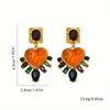 Vintage Exaggerated Exquisite Big Heart Glass Multi Color Crystal Stone Drop Earring Women Girls Fashion Zircon Accessories