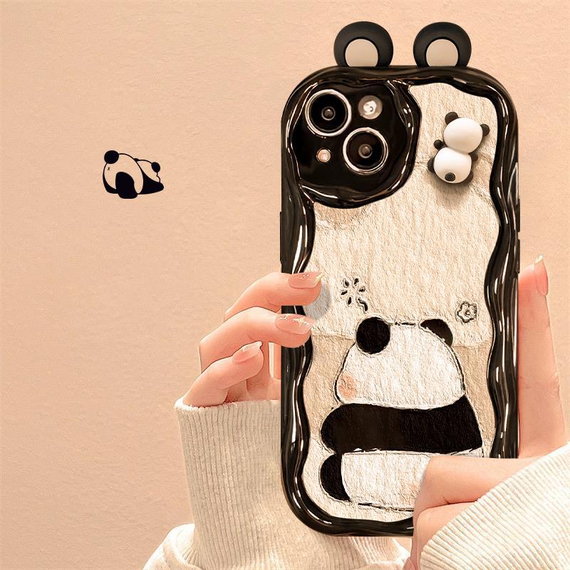 Applicable To Apple 14promax Mobile Phone Case IPhone 15/13 Three-dimensional Panda Doll 11/12mini Anti-fall Xs