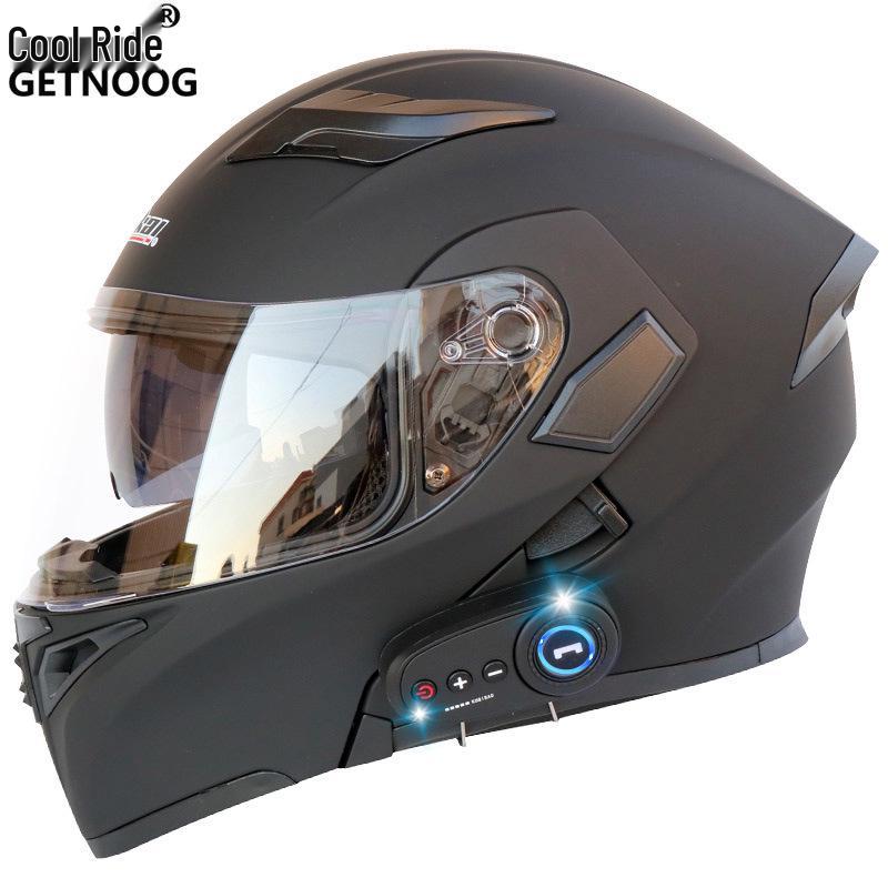 Cool Ride Treasure Bluetooth Full-Face Flip-Up Motorcycle Helmet with Dual Lens and FM Radio