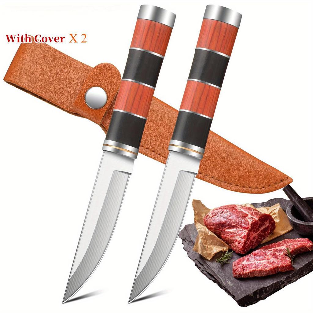 Премиальный нож для мяса из нержавеющей стали - Высококачественные универсальные ножи, Сборы на барбекю во дворе, портативный, Ножны из премиальной кожи