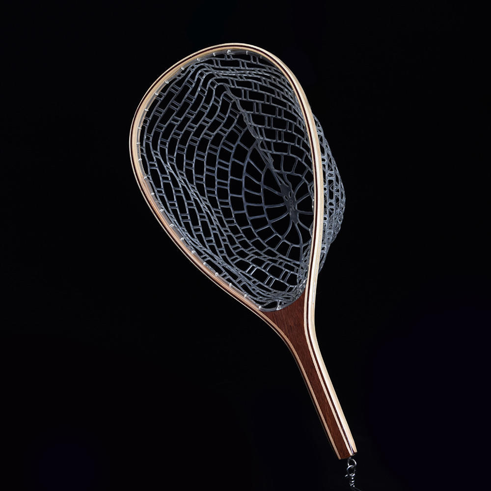 Fly Fishing Landing Net Wooden Handle Frame Catch and Release Net Portable Lightweight Rubber Fishing Net