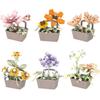 WALWAL Mini Flower Bonsai Block Set Cute Potted Flower Basket Assembled Faux Greenery Perfect for Desks and Room Decor